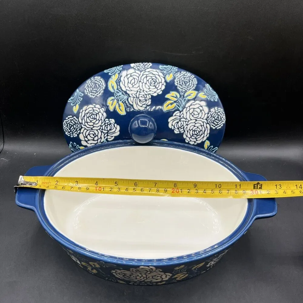 Ceramic Casserole Dish With Lid, Dishes for Oven, Baking Blue